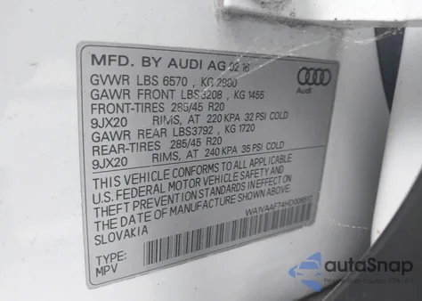 2017 Audi Q7 3.0T Premium z USA, uszkodzony, nr VIN WA1VAAF74HD008517